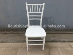 Wooden White Chiavari Chair With Black Cushion Events Used Stackable Tiffany Banquet Chairs