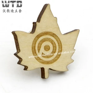 WTD custom bulk quality wooden lapel pin badge