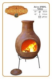XL Mexican stone chimenea with iron base and stone top 56x113cm or 22x45 inches