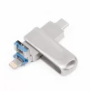 Y49C USB3.0/2.0 Roating USB  3 IN 1 Card reader Zinc alloy Sliver built in memory smart OTG USB flash drive