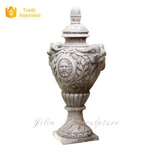 Yellow stone marble flower pot for garden YL-H116