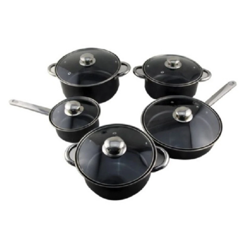 YJ P42 Nonstick Kitchen 9pcs Swiss Line Cooking Pot Cookware Set With Pirces