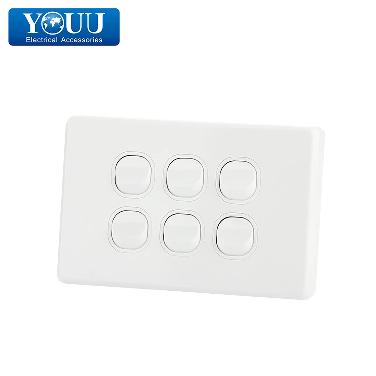 YOUU Luxury Home appliances 6 Gang Electrical Wall Switch