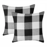 Youyue Plaid Cotton Linen Pillow Cover Decorative Throw Pillow Case with 18x18 inch