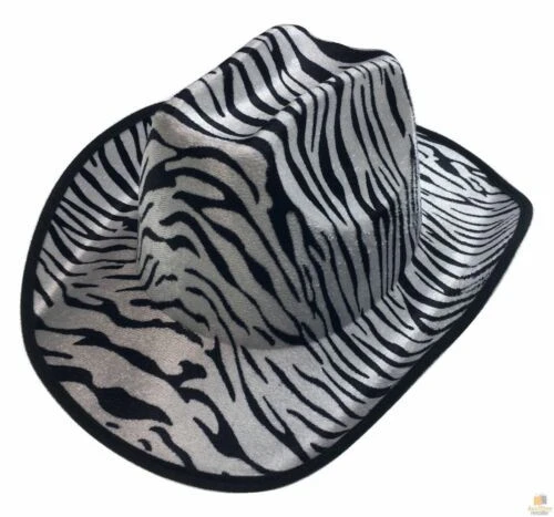 Zebra Hat Adult Cowboy Print Wild West Costume Party Fancy Dress Fedora