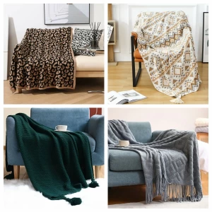 Landfond accessory Soft warm knitted throw blanket for cold winter