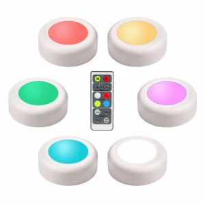 6 pack LED RGB Color Cabinet Wireless lights Battery Operated Puck Light with Remote Control