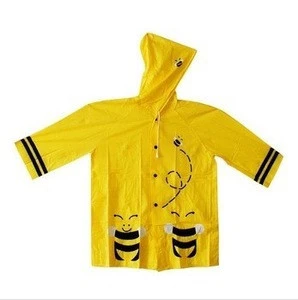 0.16mm PVC raincoat for children with hood and tie