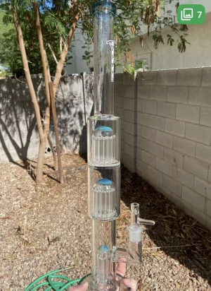 19 inch 14mm joint triple perc glass bong water pipes