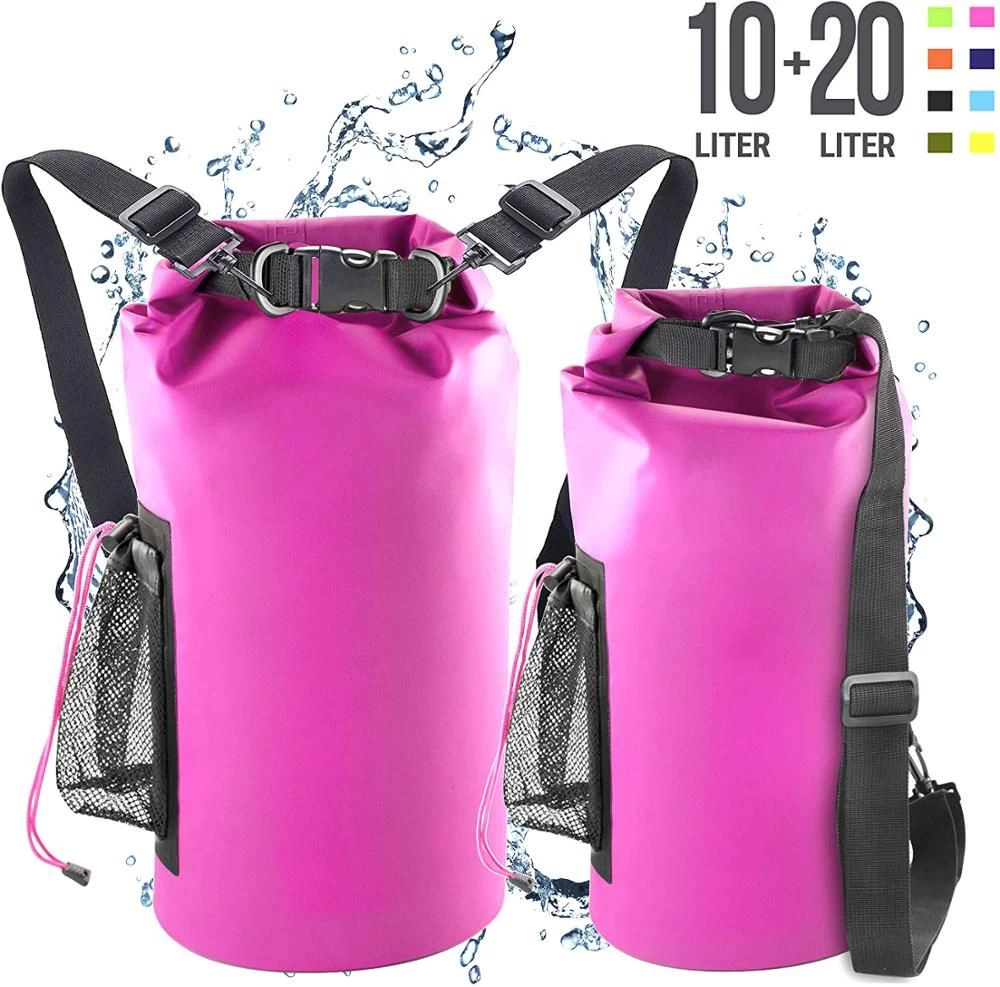 Outdoor Waterproof Dry Bag 20L 25L 30L 35L 40L 45L 50L 55L Rucksack with Mesh Side-pouch