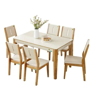 Memeratta Nordic style living room restaurant durable MDF panel dining table with 4/6 chairs S-762