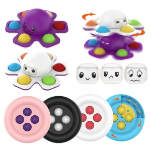 Rotating Push Bubble Finger Gyro Sensory Toys Stress Reliever Fngertip Spinning Top Face Change Octopus Fidget Spinner