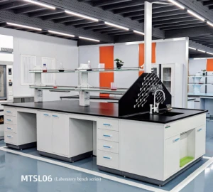 All Steel Laboratory Bench with Modular Storage and Wet Dry Work Area Design