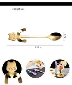 Stainless Steel Coffee Spoon Lovely Cute Cat Shape Teaspoon Dessert Snack Scoop Ice Cream Mini Spoons Tableware Kitchen