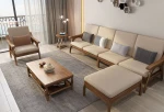 New Chinese solid wood sofa with plush cushions