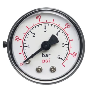 Car Pressure Gauge 1-3/5" Dial Side Mount,80 Psi 6 Bar, Dual Scale Measurement Tool, Automotive Test Accessory