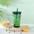 Import Wholesale Reusable Glass Bottle Drink Clear Coffee Tumblers Cup With Straw Mug from China
