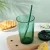 Import Wholesale Reusable Glass Bottle Drink Clear Coffee Tumblers Cup With Straw Mug from China