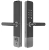 Black cheap wooden front door glossy home office M1card key backup digital electronic intelligent handle smart door lock
