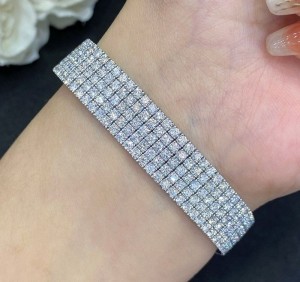 100% 18K White Gold Bracelet Real Natural Diamond Bracelet Jewelry Women Wedding