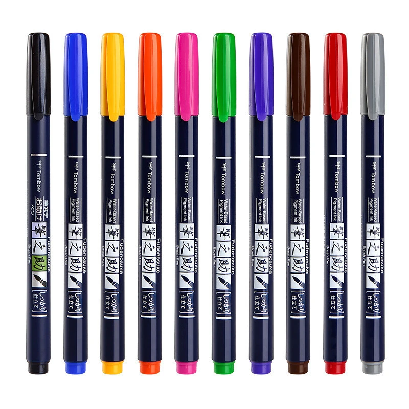 10 Colors Tom-bow waterproof calligraphy brush marker pen Flourish Special pen Color marker pen art supplies