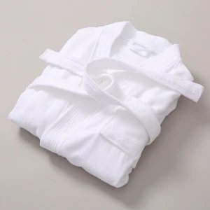 100% Cotton SPA Bathrobe Gown Luxury Hotel Waffle Embroidery Robe Sets Kimono Style Free Size White Plain Dyed Full Length 10pcs