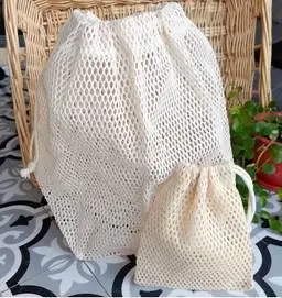 100% Natural Organic Cotton Canvas Drawstring Wash Laundry Bags