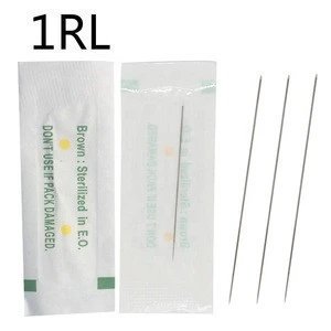 100 Pcs 0.4 1R Traditional Tattoo Needle With needle cap For G-8650 G-9740 Giant sun Permanent Makeup Machine Disposable Eyebro