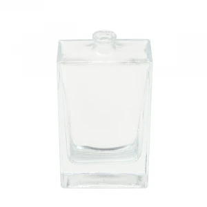 100ml luxury square empty perfume bottle with square transpraent spray cap customized logo