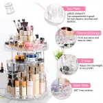 11 inch arcylic makeup organizer lazy susan cosmetic rotating remote RTS tabletop Clear Storage plastic organizer box
