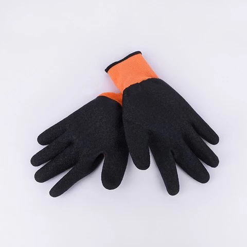 13G Polyester Gloves Crinkle Latex Coated/10G Red/Yellow/Grey Cotton Glove Crinkle Latax Coated
