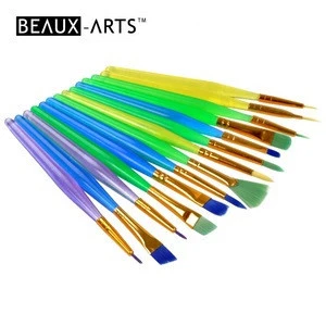 15 Pcs Short Colorful Acrylic Handle Art Paint Brush Set for Craft, Watercolor, Acrylic, Tempra, Gouache