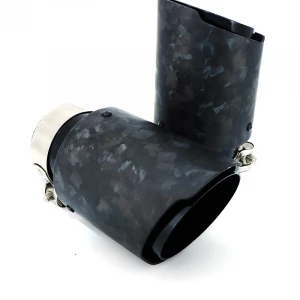 1pcs Car Glossy Carbon Fiber Muffler Tip Exhaust System Pipe Mufflers Nozzle Universal Straight Stainless Black