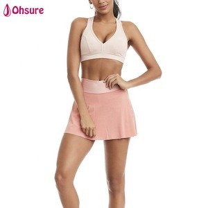 2 in 1 girls sports skirt with pink shorts womens gym wear tennis golf skirt with pocket liner