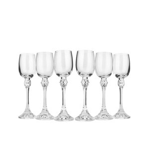 2 Oz Clear Crystal Bohemia Crystal Julia Liqueur Glasses, Vintage Old-Fashoned Classic Sherry Liquor Vodka Glasses, Set Of 6,