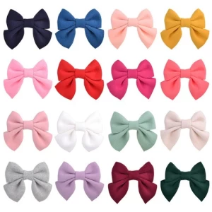 2 Pcs/Sets High Quality 16 Candy  Color Childrens Cotton Bow Hair Clip 3.5 Inch Lovely Girl Fabric Hair Accessories Clip