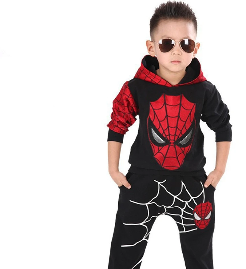 2 style Baby Boys Spring Autumn Spiderman Sports suit 2 pieces set Tracksuits Kids Clothing sets 100-140cm Casual clothes