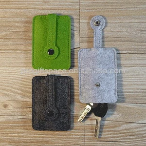 2018 fashion hot sale new wholesale fabric safety keychain case wool material felt key wallet made in China
