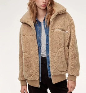 2019 New Arrival Winter Wears Custom Varsity Jackets Women Wholesale Ladies Winter Coats Sherpa Jacket