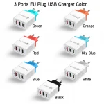 2020 Candy color Charger wall QC3.0  Universal Adaptor Power Adapter  3 USB or Mobile 3A Phone 5v 9v 12v 15v 20v