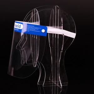 2020 Cheap Plastic PET Safety Face Shield Fluid Resistant Full Face Visor Transparent Single Use Plastic Face Shield