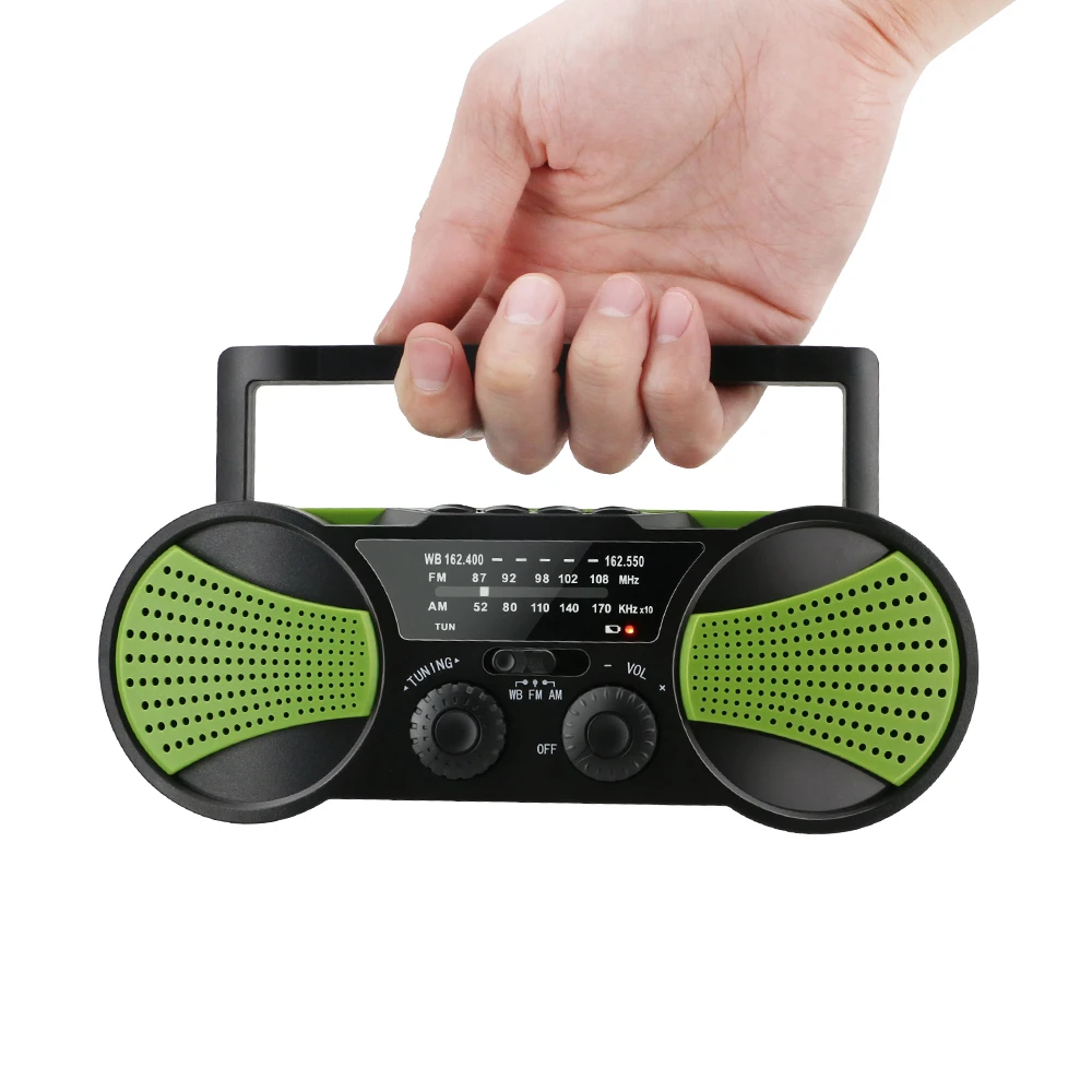 2020 New portable battery solar hand crank powered  fm radio with MP3 music player