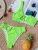 Import 2020 New Style One Shoulder Ribbed Material Bikini Swimwear Neon Black Beachwear from China