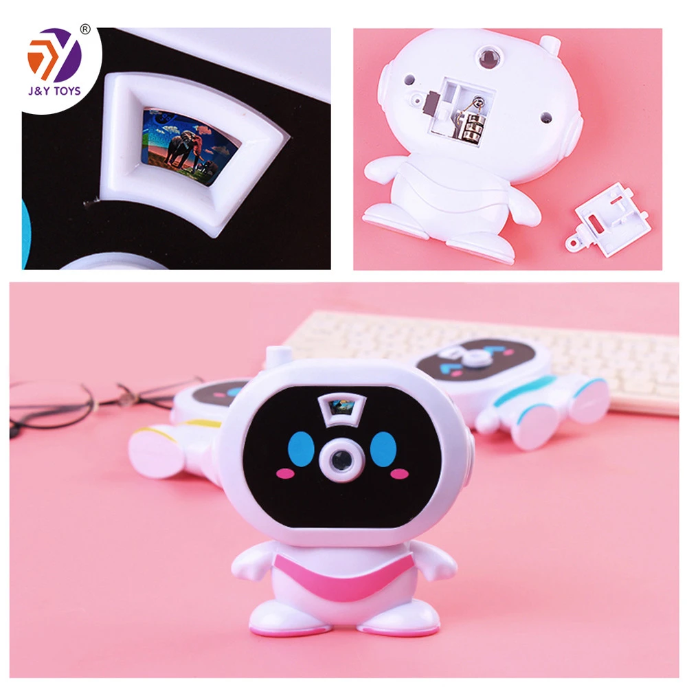 2021 amazon hot sale realistic mini camera slideshow robots plastic robot toy set with projector