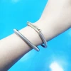 2021 AmorYubo Free Sample DIY Lettering Brand Jewelry Alloy Adjustable Couple Accessories Stainless Steel Bracelet Bangle
