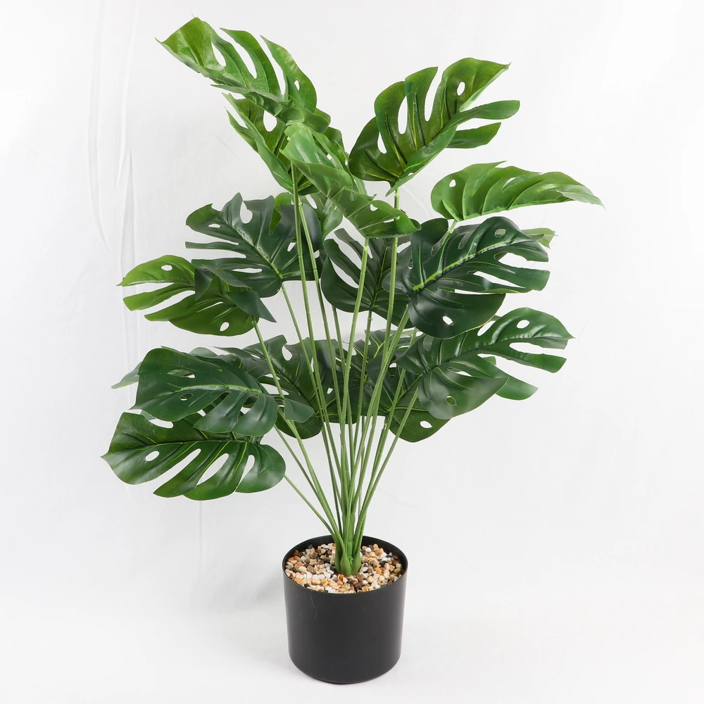 2021 New Design Branch Tropical Leaf Acrylic Artificial Plant In Pot Peace Lily Strelitzia Pampas Panduranta Cymbidium Orchi