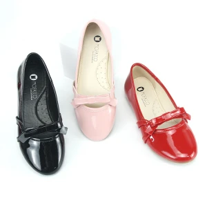 2021 New Fashion Kids Girls School Shoes Putent PU Childrens Pink Casual Slip On Ballet Flats Party Dress Shoes for Kids