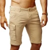 2022 High Quality Mens Casual  Solid Color Summer Spring Cotton Multi-Pocket Knee Length Cargo Shorts