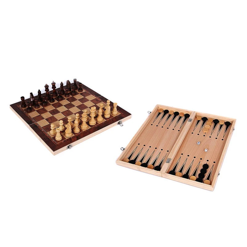 3 in 1 Wooden Chess Game Set Manufacturer Folding Magnetic Chess