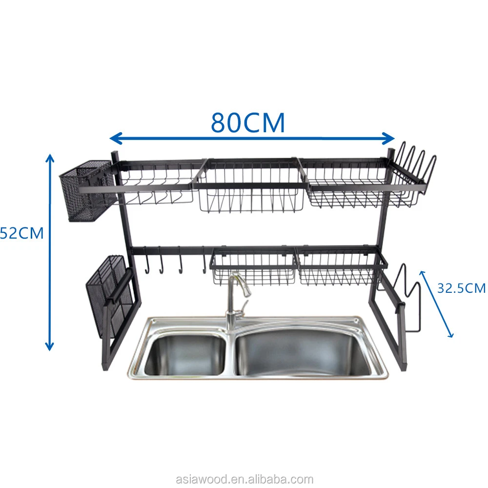 3 tier kitchen stainless steel dish drying over the sink dish drainer rack